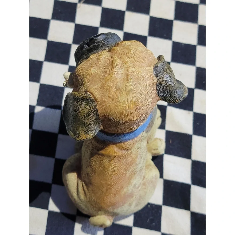 Pug Dog‎ Figurine Blue Collar Bone Charm Plastic Resin Puppy Decor 6 Inch